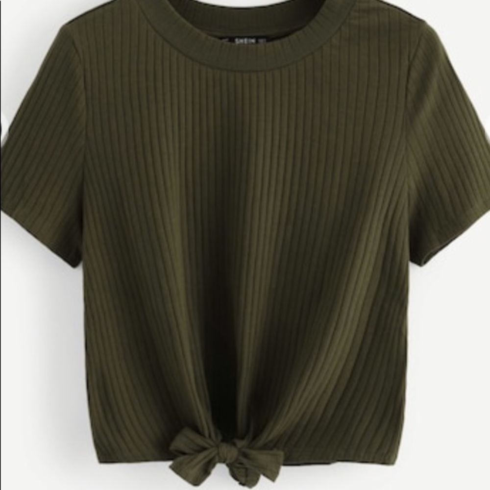 Deep Green Ribbed Tee